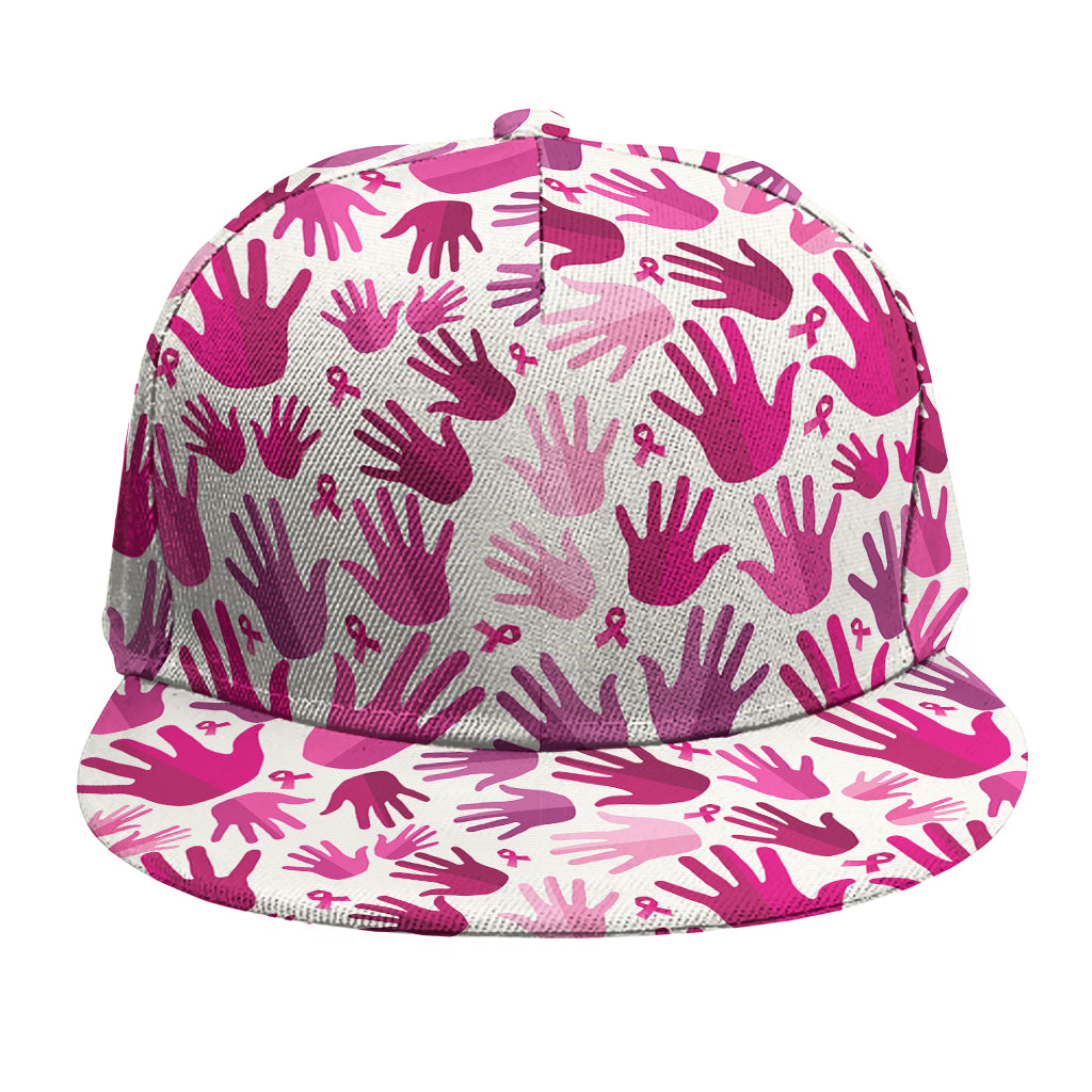 Pink Hand Breast Cancer Pattern Print Snapback Cap