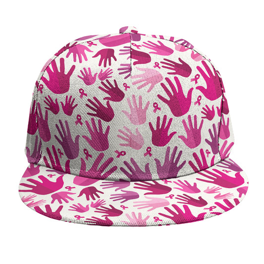 Pink Hand Breast Cancer Pattern Print Snapback Cap