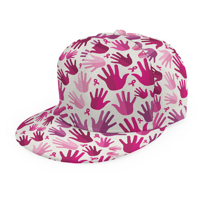 Pink Hand Breast Cancer Pattern Print Snapback Cap