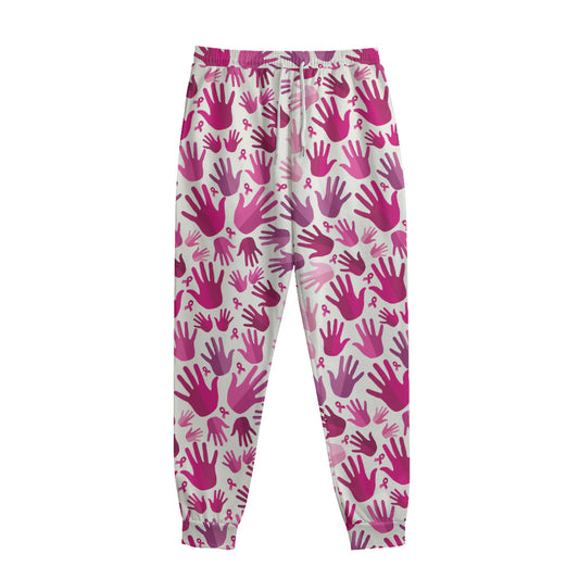 Pink Hand Breast Cancer Pattern Print Sweatpants
