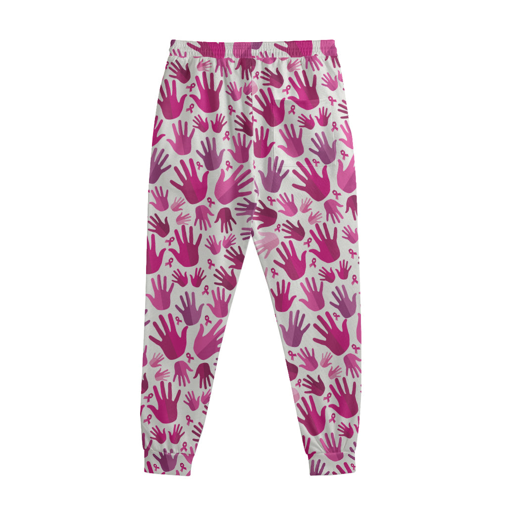 Pink Hand Breast Cancer Pattern Print Sweatpants