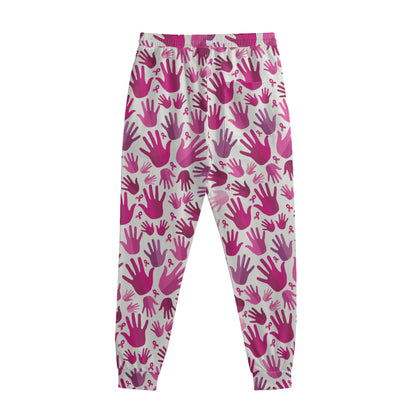 Pink Hand Breast Cancer Pattern Print Sweatpants