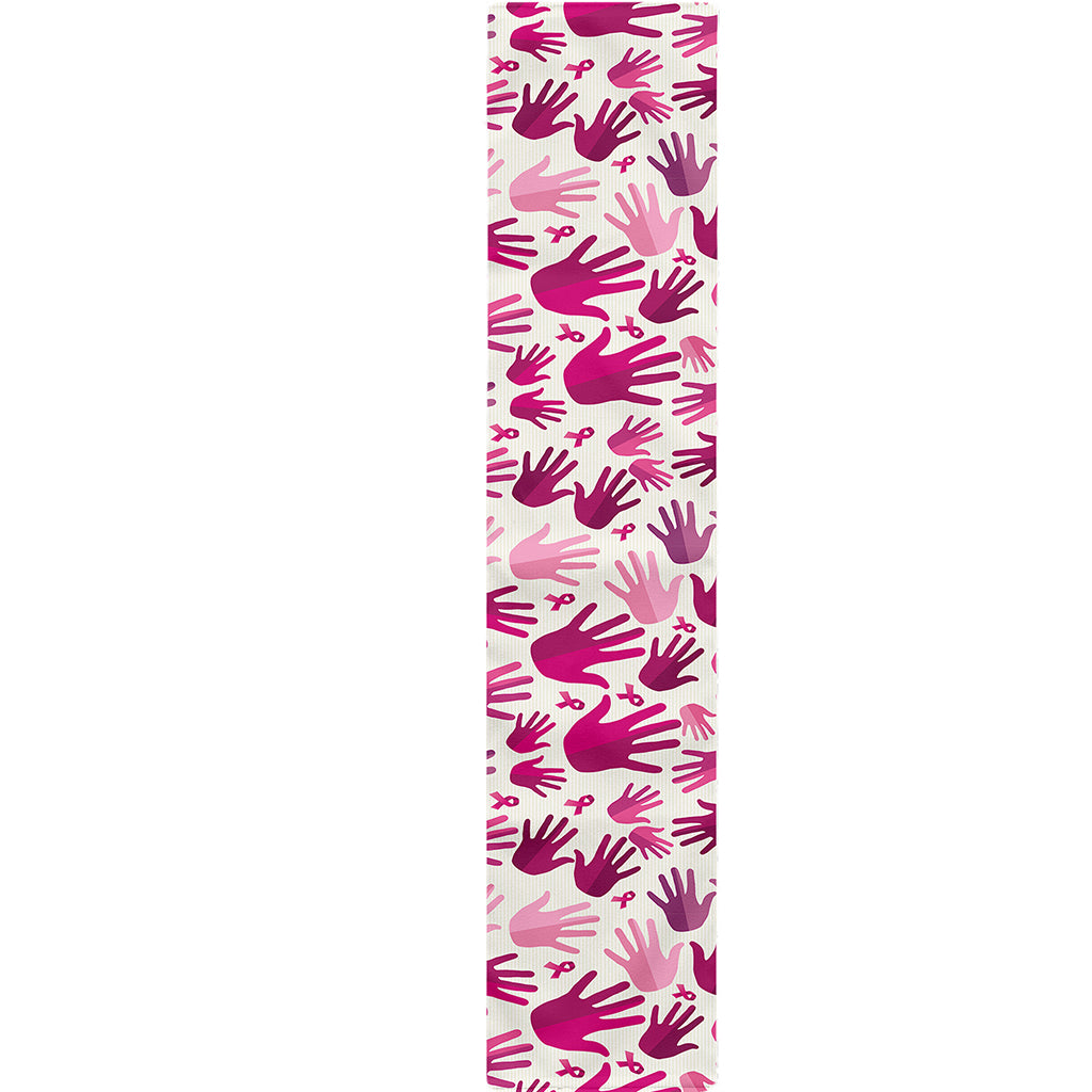 Pink Hand Breast Cancer Pattern Print Table Runner