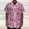 Pink Hand Breast Cancer Pattern Print Textured Short Sleeve Shirt