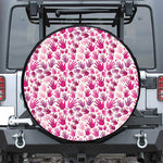 Pink Hand Breast Cancer Pattern Print Tire Cover