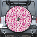 Pink Hand Breast Cancer Pattern Print Tire Cover With Camera Hole