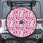 Pink Hand Breast Cancer Pattern Print Tire Cover With Camera Hole