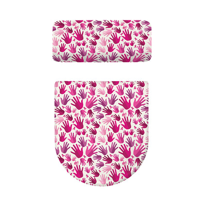 Pink Hand Breast Cancer Pattern Print Toilet Lid And Tank Cover Set