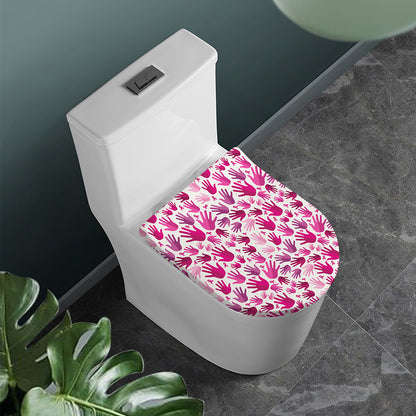 Pink Hand Breast Cancer Pattern Print Toilet Lid Cover
