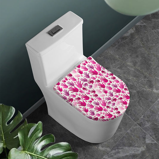 Pink Hand Breast Cancer Pattern Print Toilet Lid Cover
