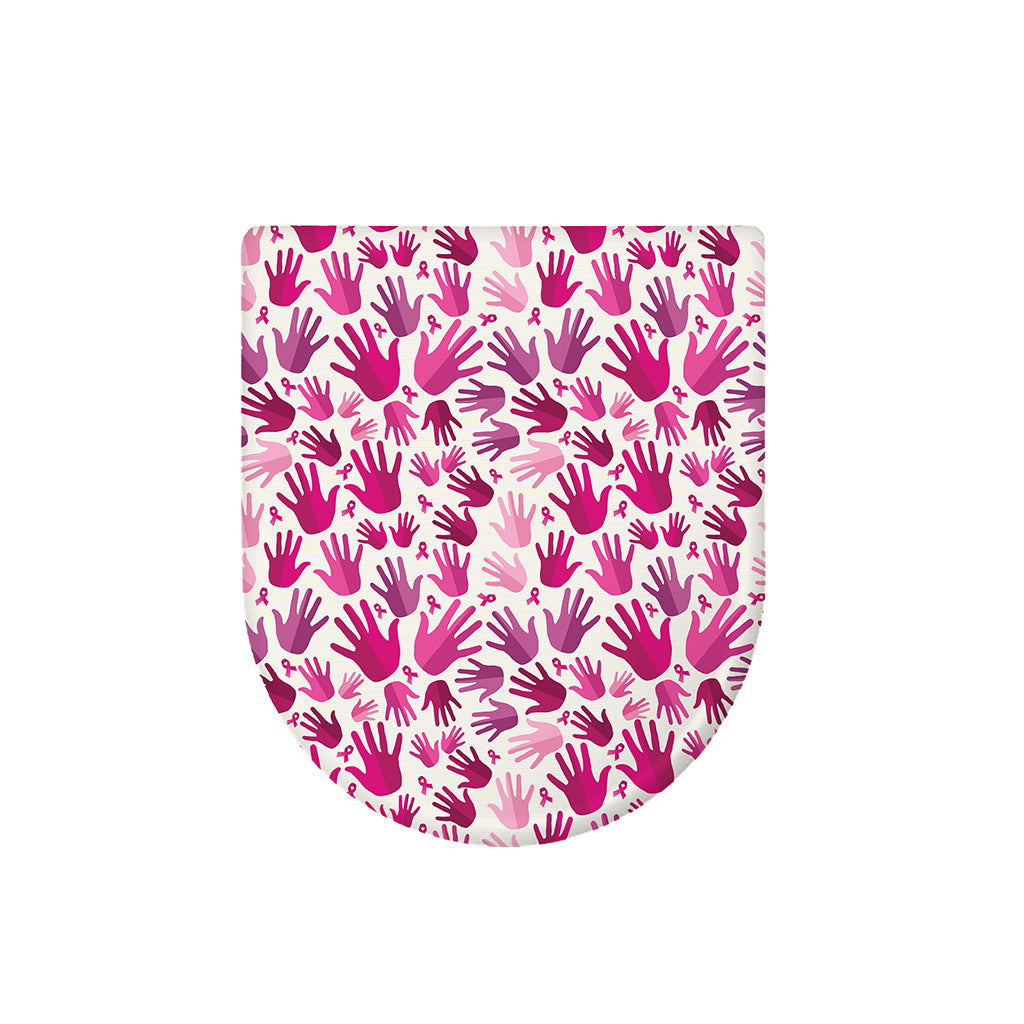 Pink Hand Breast Cancer Pattern Print Toilet Lid Cover