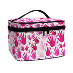Pink Hand Breast Cancer Pattern Print Travel Makeup Bag