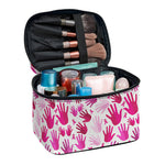 Pink Hand Breast Cancer Pattern Print Travel Makeup Bag