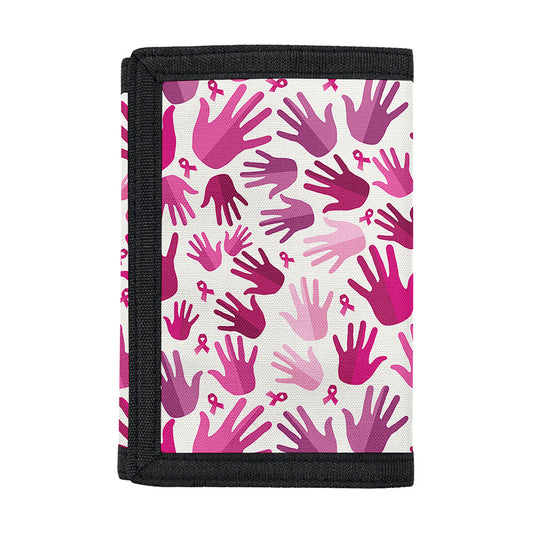 Pink Hand Breast Cancer Pattern Print Trifold Wallet