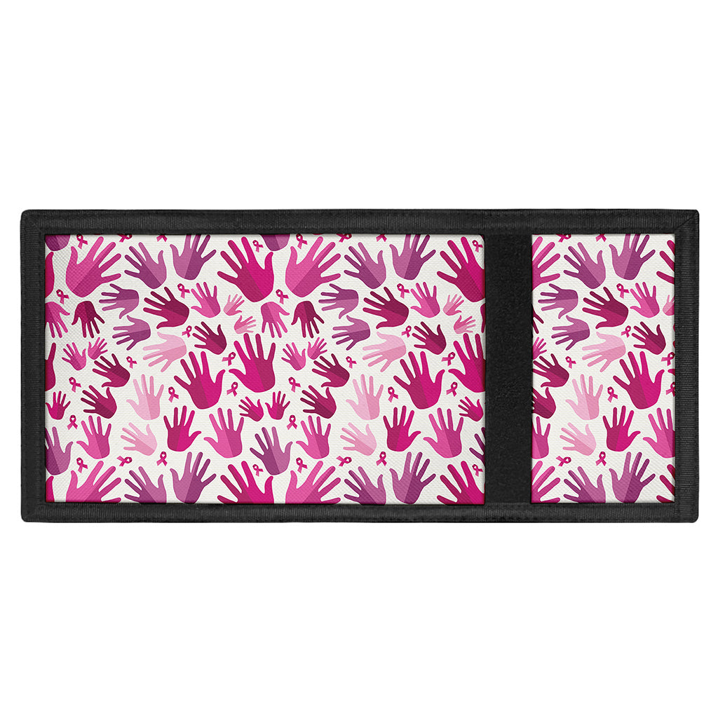 Pink Hand Breast Cancer Pattern Print Trifold Wallet