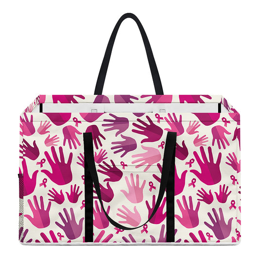 Pink Hand Breast Cancer Pattern Print Utility Tote Bag