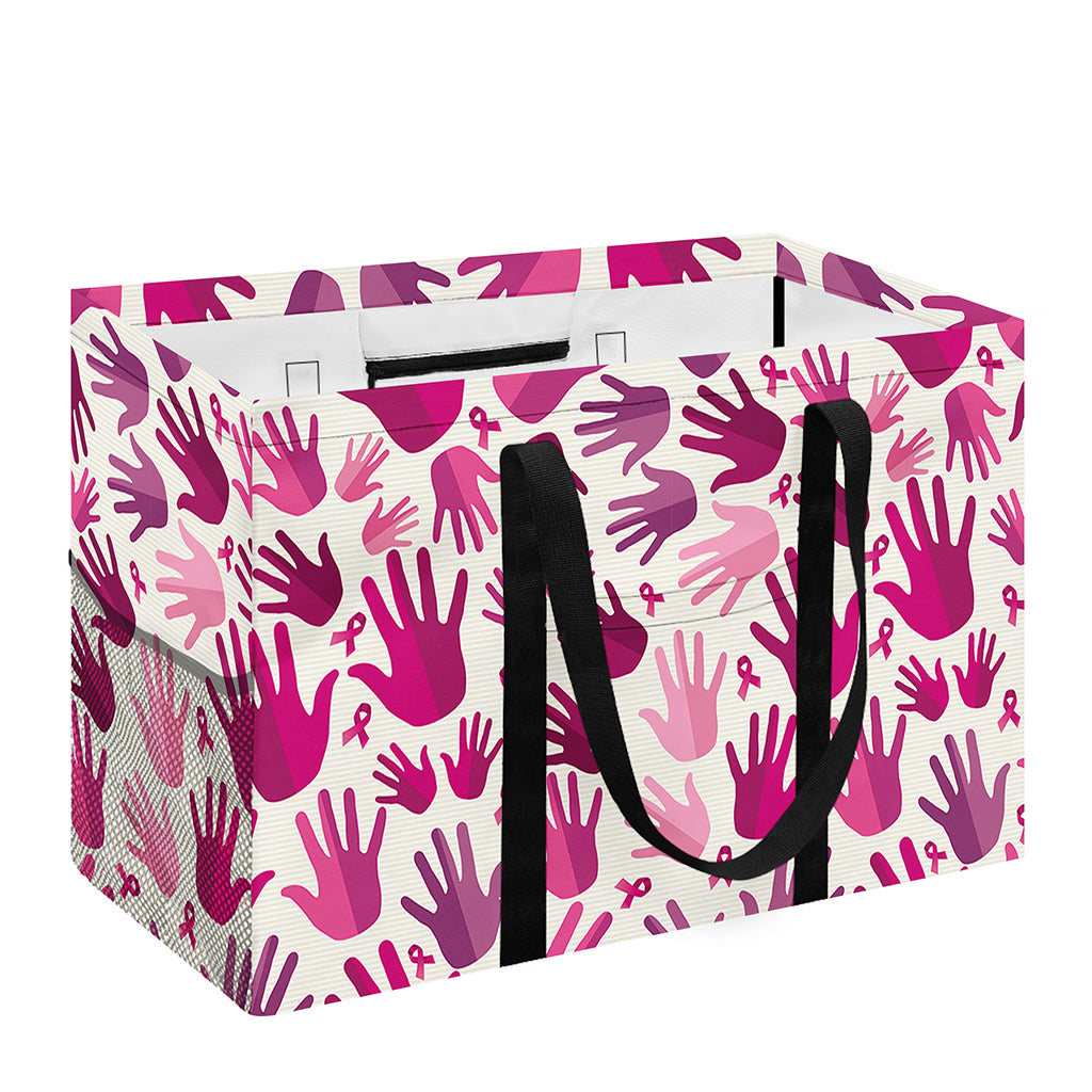 Pink Hand Breast Cancer Pattern Print Utility Tote Bag