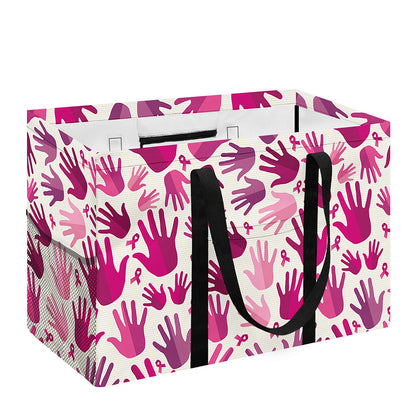 Pink Hand Breast Cancer Pattern Print Utility Tote Bag