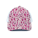 Pink Hand Breast Cancer Pattern Print White Mesh Trucker Cap