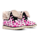 Pink Hand Breast Cancer Pattern Print Winter Boots