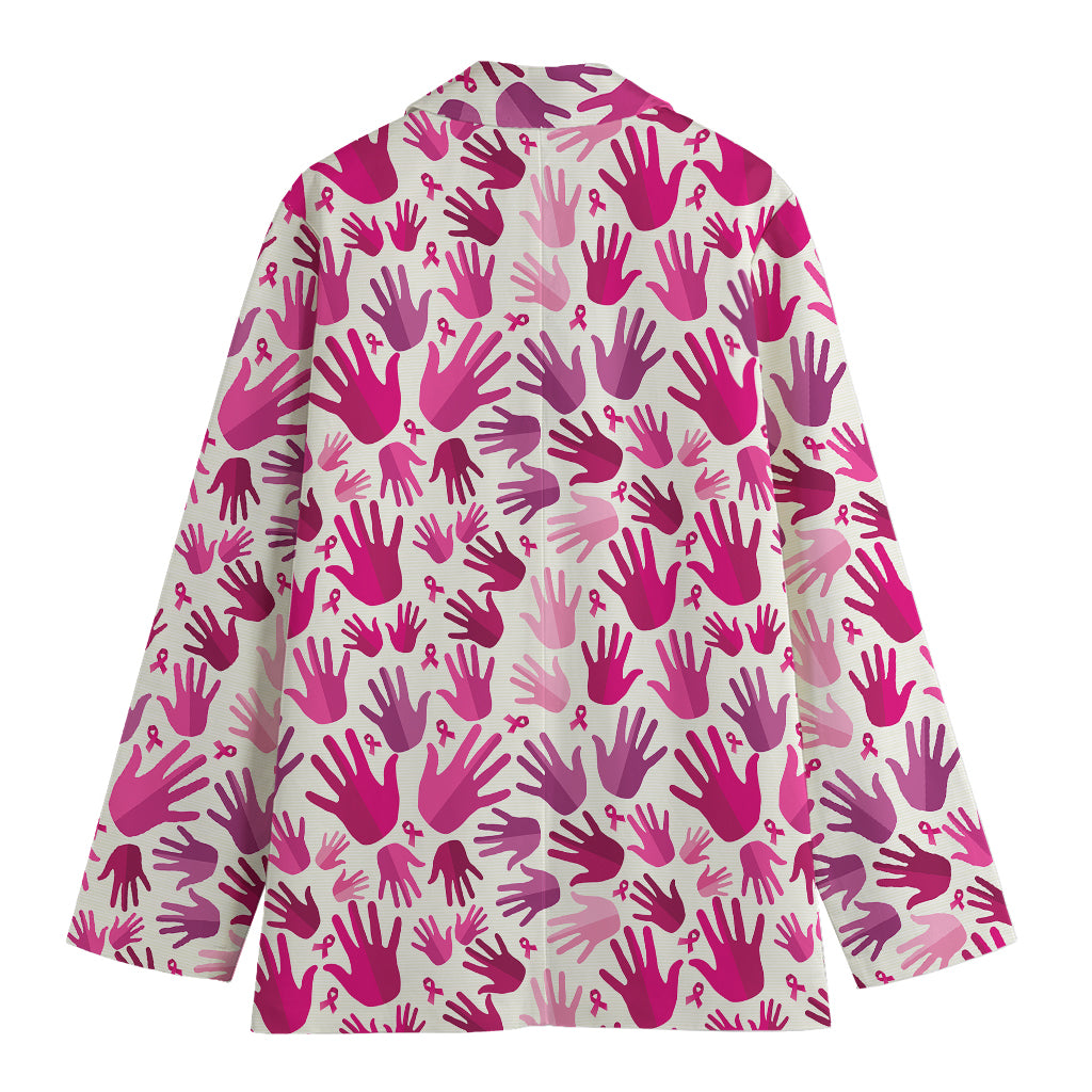 Pink Hand Breast Cancer Pattern Print Women's Blazer