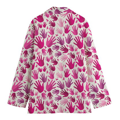 Pink Hand Breast Cancer Pattern Print Women's Blazer