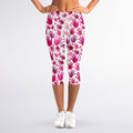 Pink Hand Breast Cancer Pattern Print Women's Capri Leggings