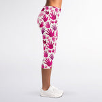 Pink Hand Breast Cancer Pattern Print Women's Capri Leggings