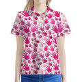 Pink Hand Breast Cancer Pattern Print Women's Polo Shirt