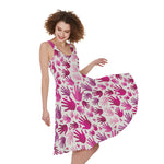 Pink Hand Breast Cancer Pattern Print Women's Sleeveless Dress