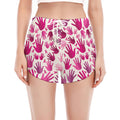 Pink Hand Breast Cancer Pattern Print Women's Split Running Shorts