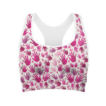 Pink Hand Breast Cancer Pattern Print Women's Sports Bra