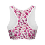 Pink Hand Breast Cancer Pattern Print Women's Sports Bra