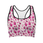 Pink Hand Breast Cancer Pattern Print Women's Sports Bra