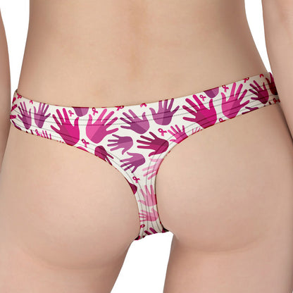 Pink Hand Breast Cancer Pattern Print Women's Thong