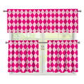 Pink Harlequin Pattern Print 3 Piece Kitchen Curtains