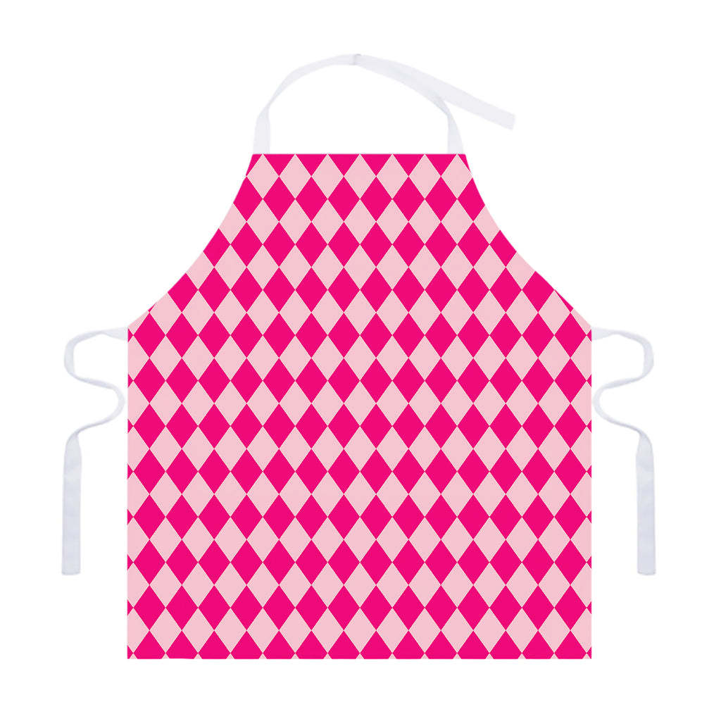Pink Harlequin Pattern Print Adjustable Apron