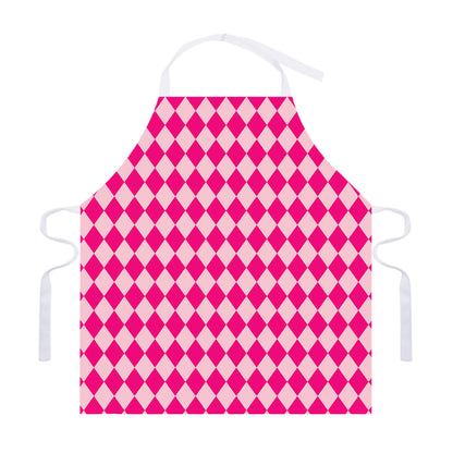 Pink Harlequin Pattern Print Adjustable Apron