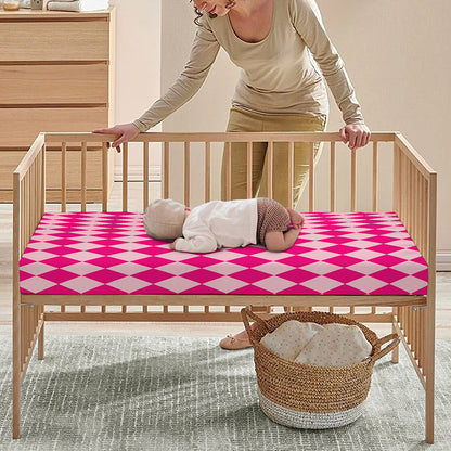 Pink Harlequin Pattern Print Baby Crib Sheet