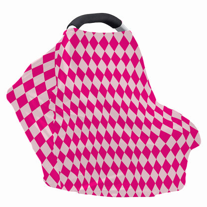 Pink Harlequin Pattern Print Baby Seat Cover