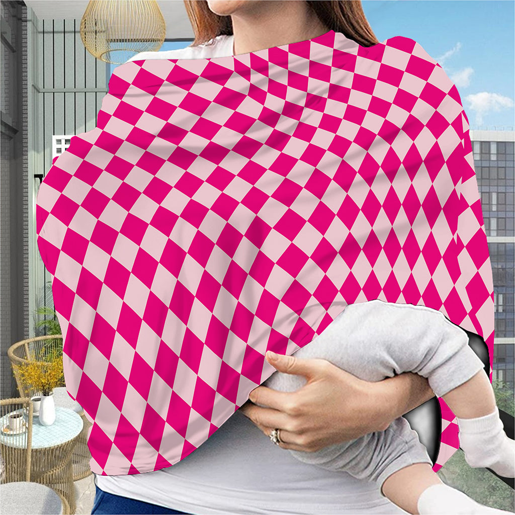 Pink Harlequin Pattern Print Baby Seat Cover