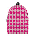 Pink Harlequin Pattern Print School Backpack