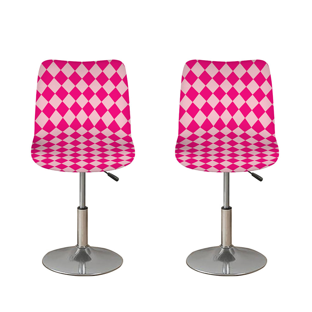 Pink Harlequin Pattern Print Bar Stool Covers