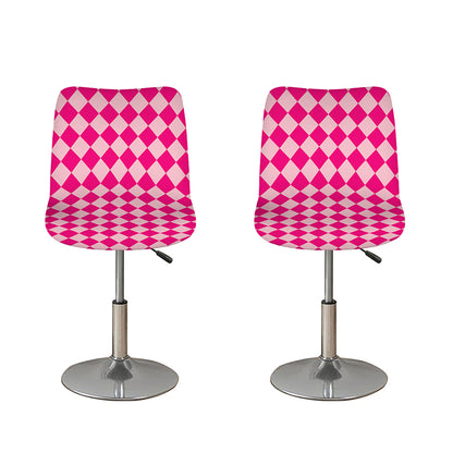 Pink Harlequin Pattern Print Bar Stool Covers