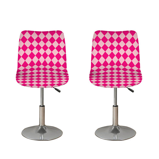 Pink Harlequin Pattern Print Bar Stool Covers