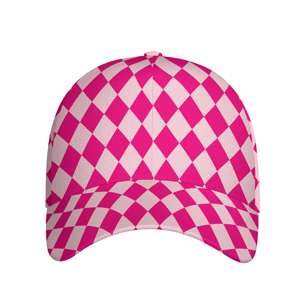 Pink Harlequin Pattern Print Baseball Cap