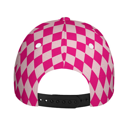 Pink Harlequin Pattern Print Baseball Cap