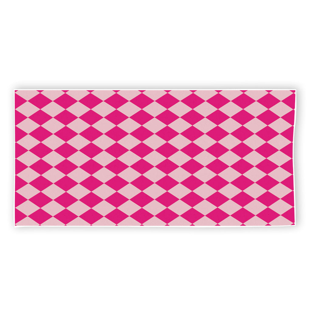 Pink Harlequin Pattern Print Beach Towel