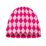 Pink Harlequin Pattern Print Beanie