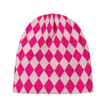 Pink Harlequin Pattern Print Beanie